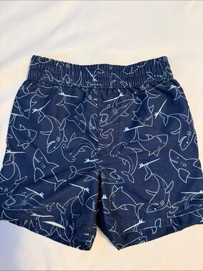 wonder nation Navy Swim Shorts with Shark Outline